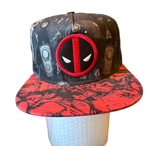Bioworld Deadpool Snapback Hat Red Adjustable Flat Brim One Size Men's Cap - Picture 2 of 8